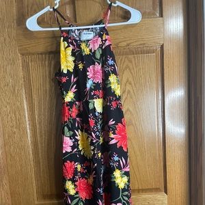 Black flowered pattern sun dress